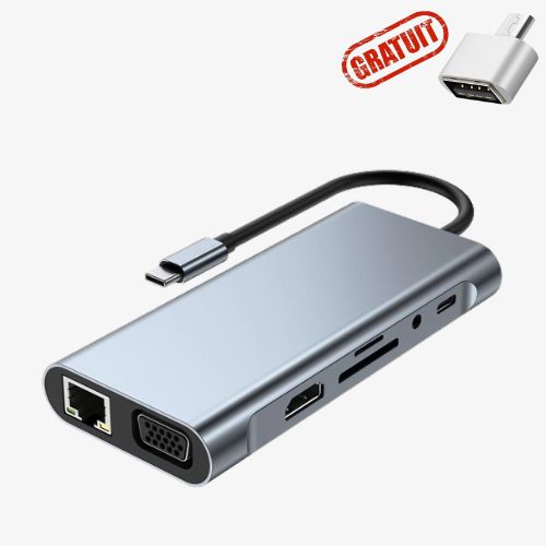 📦 USB-C Multiportas 11 em 1 – Adaptador HDMI 4K, VGA, Rede 100Mbps e Carregamento PD 100W - Image 2