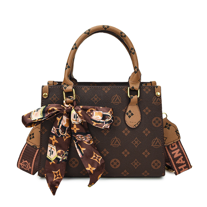 Bolsa Feminina Transversal e de Mão Estruturada com Lenço Decorativo e Alça Larga - Image 3