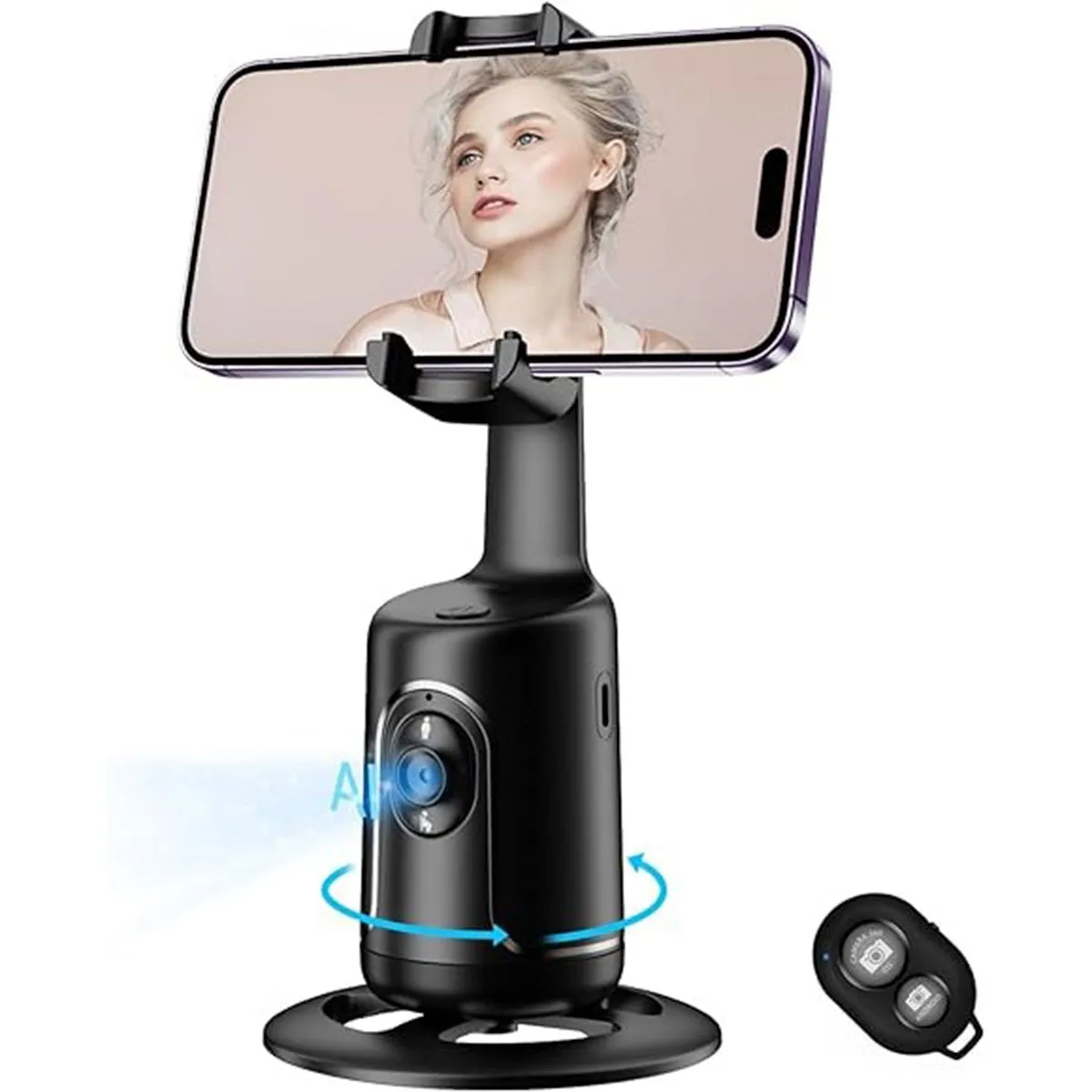 Suporte Rastreador Facial Inteligente 360° com Câmera IA Integrada para Celular – Sem Necessidade de App - Image 2