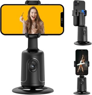 Suporte Rastreador Facial Inteligente 360° com Câmera IA Integrada para Celular – Sem Necessidade de App