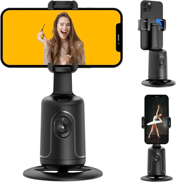 Suporte Rastreador Facial Inteligente 360° com Câmera IA Integrada para Celular – Sem Necessidade de App