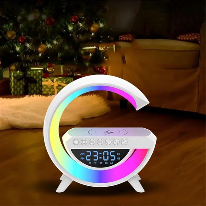 Luminária Multifuncional RGB com Carregador Sem Fio, Caixa de Som Bluetooth e Relógio - Image 3