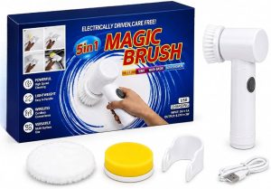 Escova de Limpeza Elétrica Magic Brush 5 em 1 USB – Multifuncional para Banheiro, Azulejos e Louças