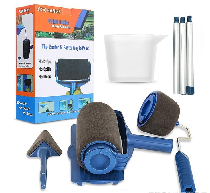Kit Rolo de Pintura Inteligente Recarregável Antigotas com Extensor e Acessórios para Cantos