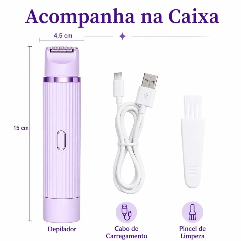 Depilador e Aparador Corporal Elétrico Feminino Multifuncional Recarregável 2 em 1 - Image 3