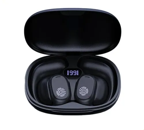 Fone de Ouvido Bluetooth Esportivo Sem Fio TWS com Gancho Auricular, Controle Touch e Case com Display LED