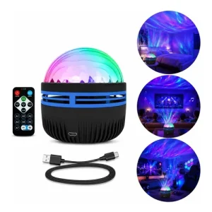 Projetor de Luz Galáxia / Globo de Luz LED RGB com Controle Remoto e Som