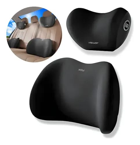 Kit Apoio de Cabeça e Almofada Lombar Ergonômica para Carro em Espuma Viscoelástica