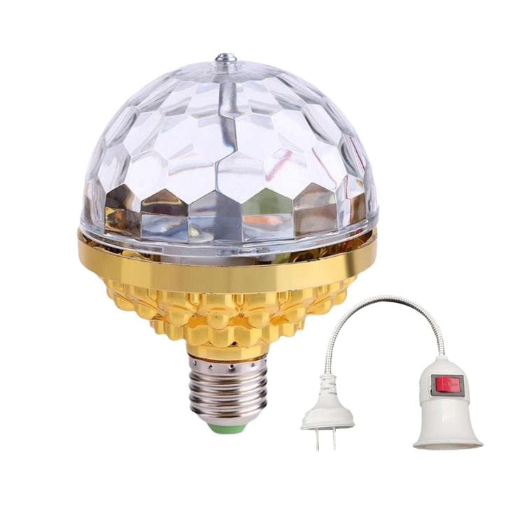 Lâmpada LED Giratória RGB Bola de Discoteca com Soquete E27 e Adaptador Flexível de Tomada - Image 4