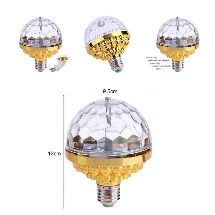 Lâmpada LED Giratória RGB Bola de Discoteca com Soquete E27 e Adaptador Flexível de Tomada - Image 2