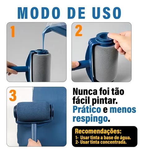 Kit Rolo de Pintura Inteligente Recarregável Antigotas com Extensor e Acessórios para Cantos - Image 6