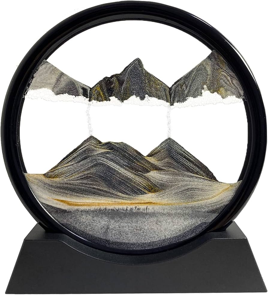 Quadros de Areia Dinâmica 3D em Vidro Circular com Moldura e Base Suporte (Moving Sand Art) - Image 2