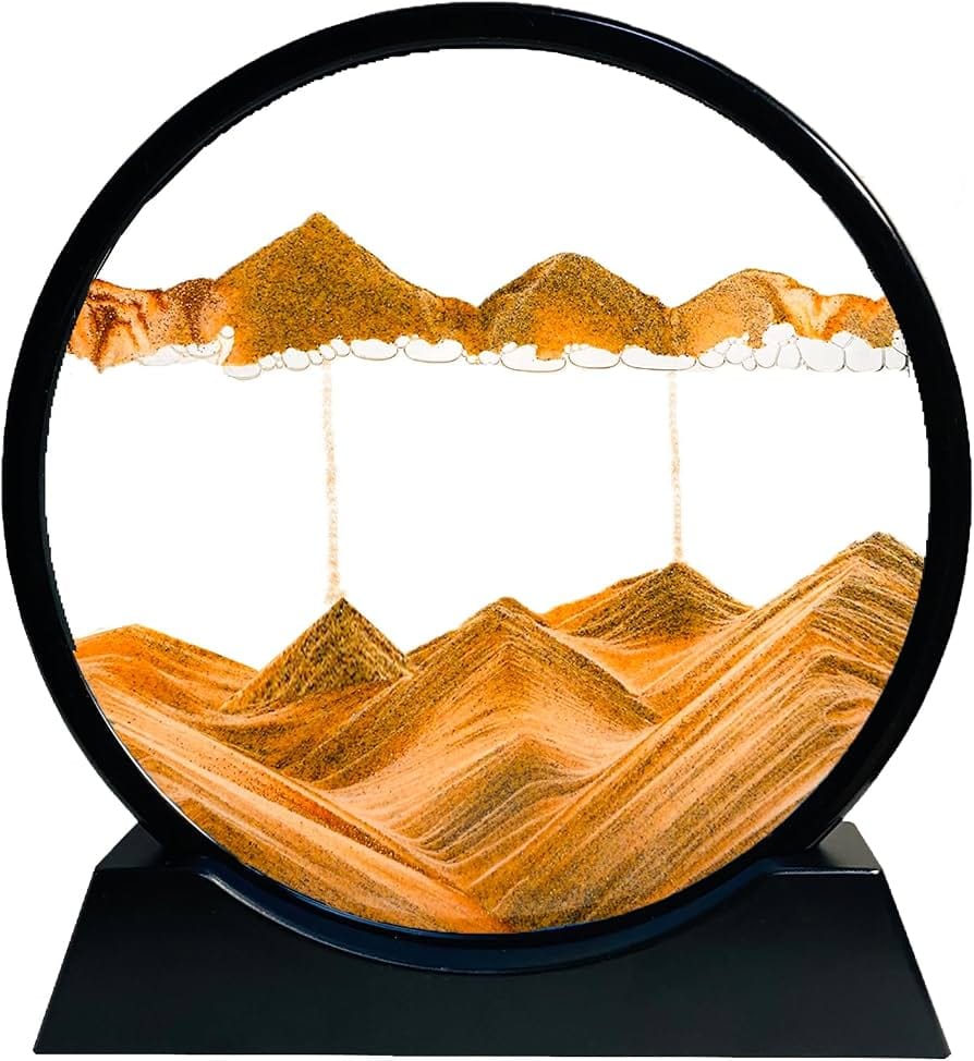 Quadros de Areia Dinâmica 3D em Vidro Circular com Moldura e Base Suporte (Moving Sand Art) - Image 4