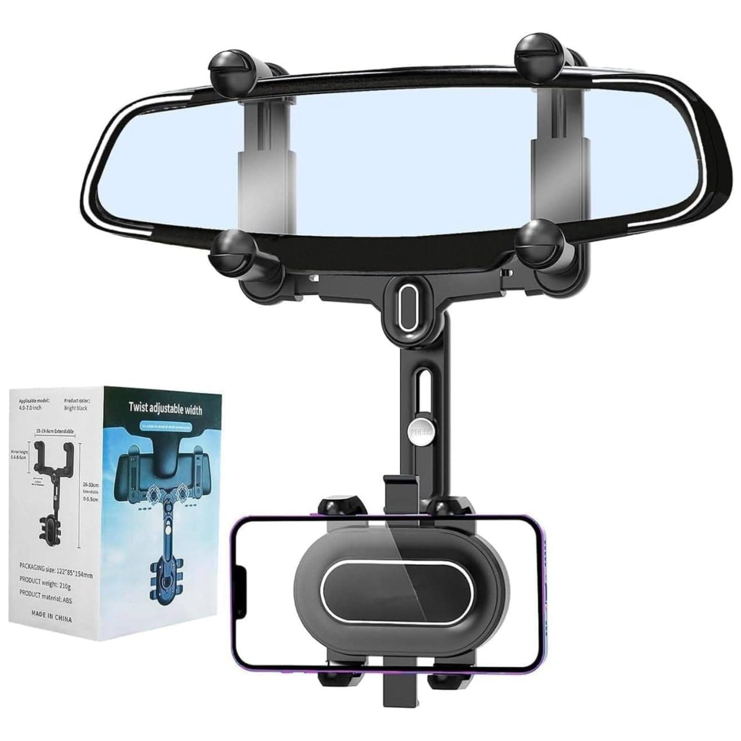 Suporte de Celular para Retrovisor Universal Articulado e Dobrável 4 em 1
