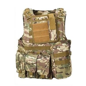 Colete Tático Modular Molle Camuflado Multicam – Com Bolsos Porta-Magazines e Bolso Utilitário