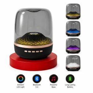 Caixa de Som Bluetooth Transparente com Iluminação LED Estilo Domo (Manhattan Large)