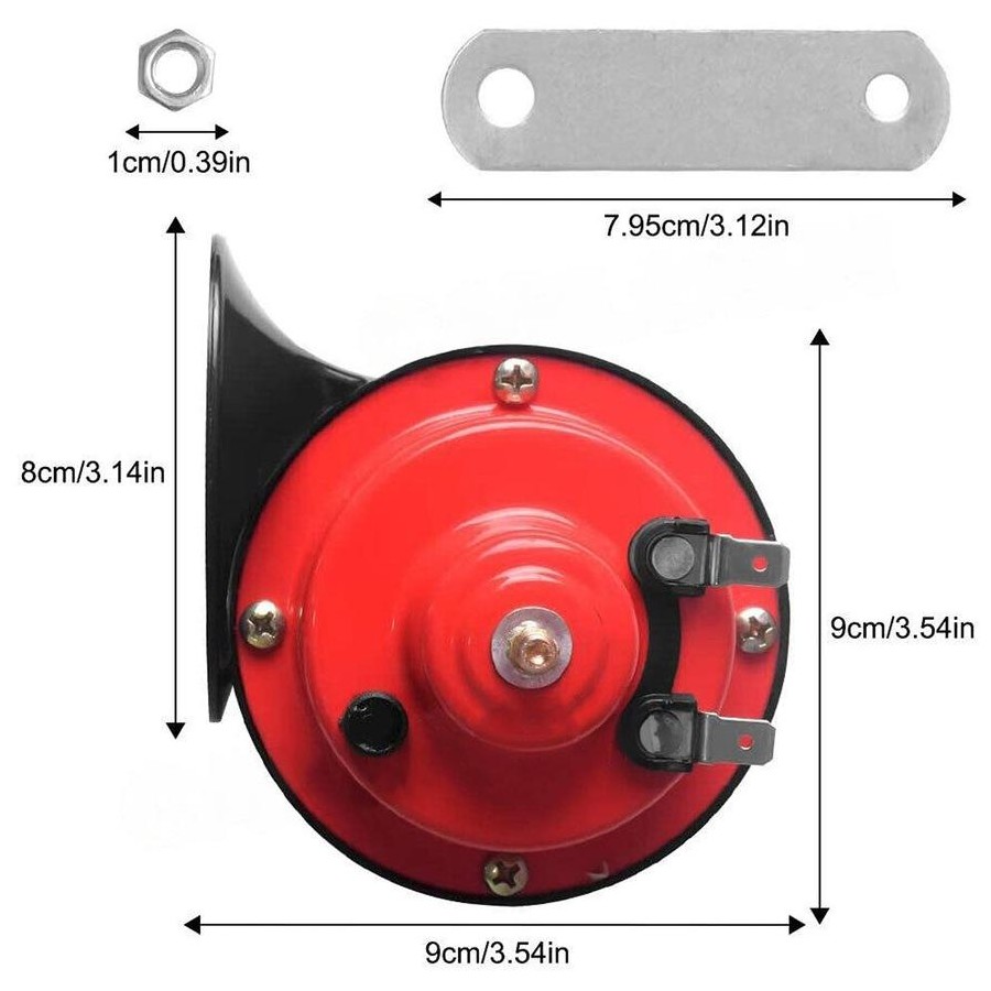Kit Par de Buzinas Caracol Automotivas 12V Esportivas Vermelha e Preta com Kit de Instalação e Suportes - Image 2