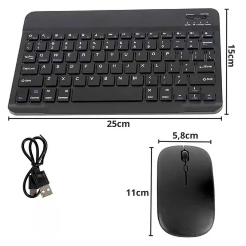 Kit Teclado e Mouse Sem Fio Bluetooth / Wireless Ultra-Fino – Compatível com Tablet, Celular, Notebook e PC - Image 3