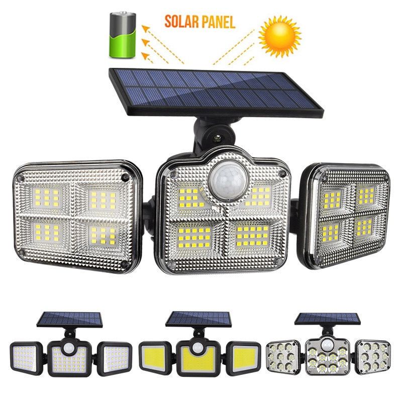 Luminária Solar de Parede Externa com Sensor de Presença e 3 Cabeças Articuladas – Refletor LED de Segurança para Jardim e Garagem - Image 3