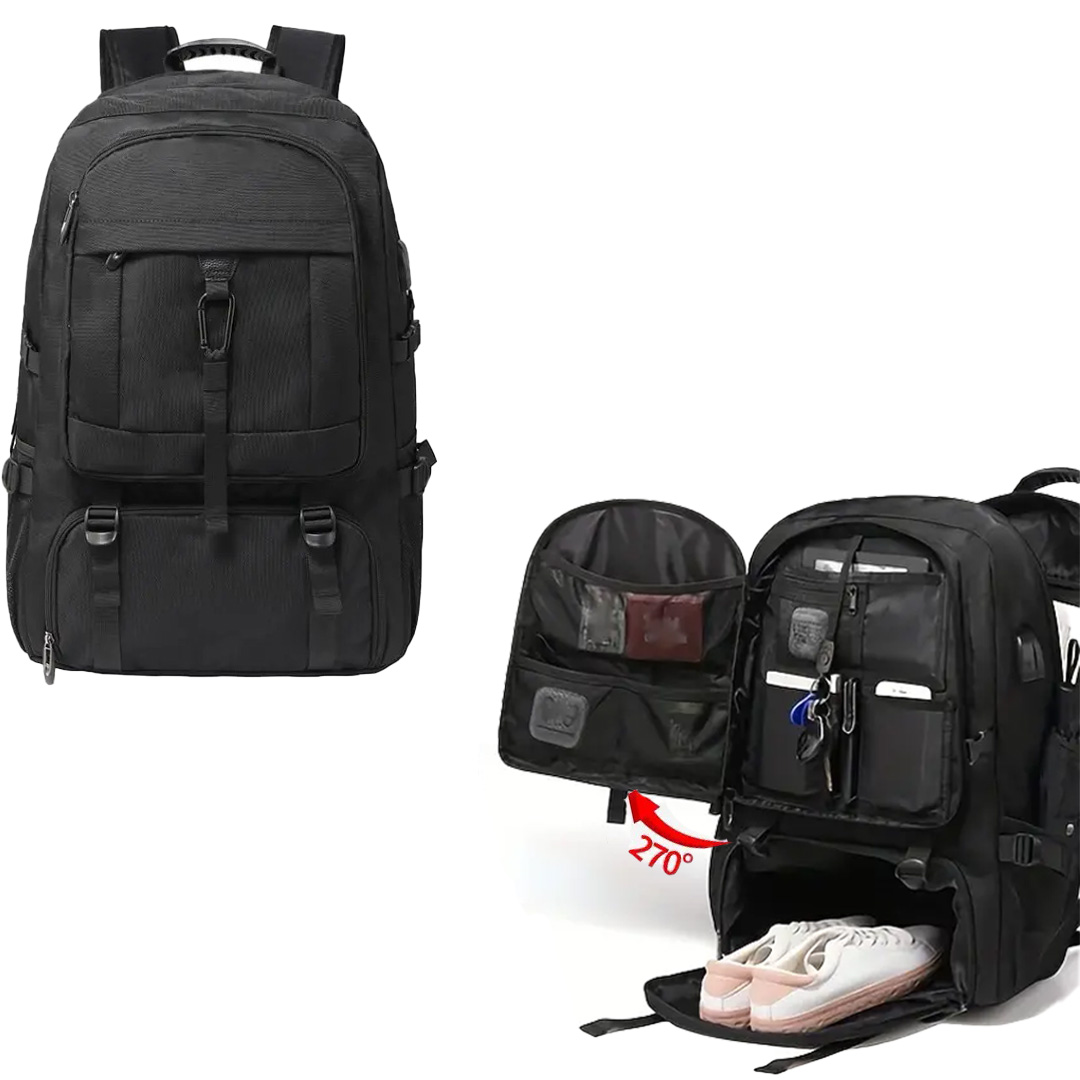 Mochila Masculina Multifuncional Executiva e de Viagem com Compartimento para Notebook e Conexão USB - Preta - Image 5