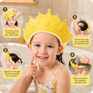Viseira de Banho Infantil Ajustável Formato Coroa (Protetor de Olhos e Ouvidos)