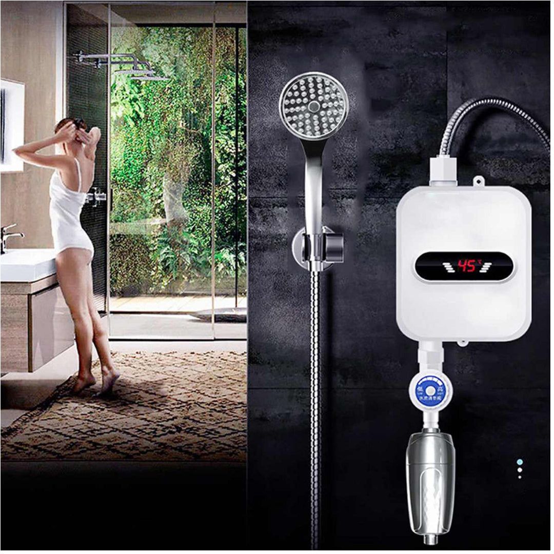 Aquecedor de Água Elétrico Instantâneo para Chuveiro com Display Digital de Temperatura e Ducha Manual - Branco - Image 4