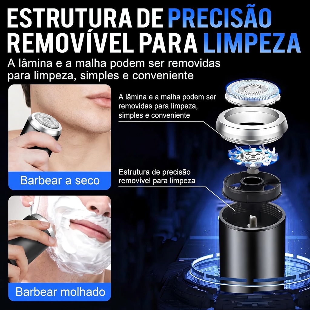 Mini Barbeador Elétrico Portátil Recarregável USB – Barbeador de Bolso Impermeável para Barba e Cuidados Pessoais - Image 4