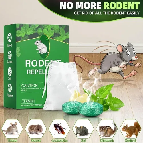 Repelente Natural de Roedores e Pragas em Pastilhas (Pack com 12 Unidades) – Proteção para Casa, Garagem, Jardim e Ambientes Internos/Externos - Image 3