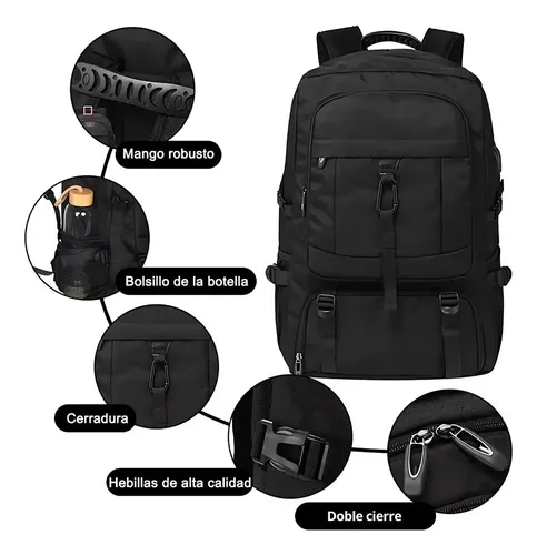 Mochila Masculina Multifuncional Executiva e de Viagem com Compartimento para Notebook e Conexão USB - Preta - Image 2