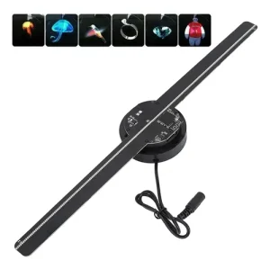 Projetor Ventilador Holográfico 3D de 2 Hélices com Conexão Wi-Fi – Display LED Flutuante de Alta Definição para Publicidade e Vitrines