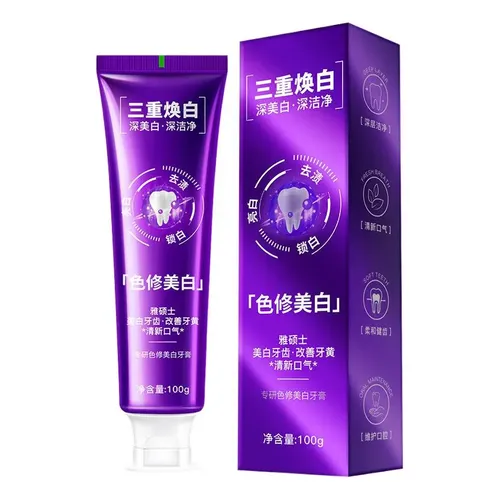 Creme Dental Clareador Roxo Correção de Cor V38 100g – Remoção de Manchas e Hálito Fresco - Image 2