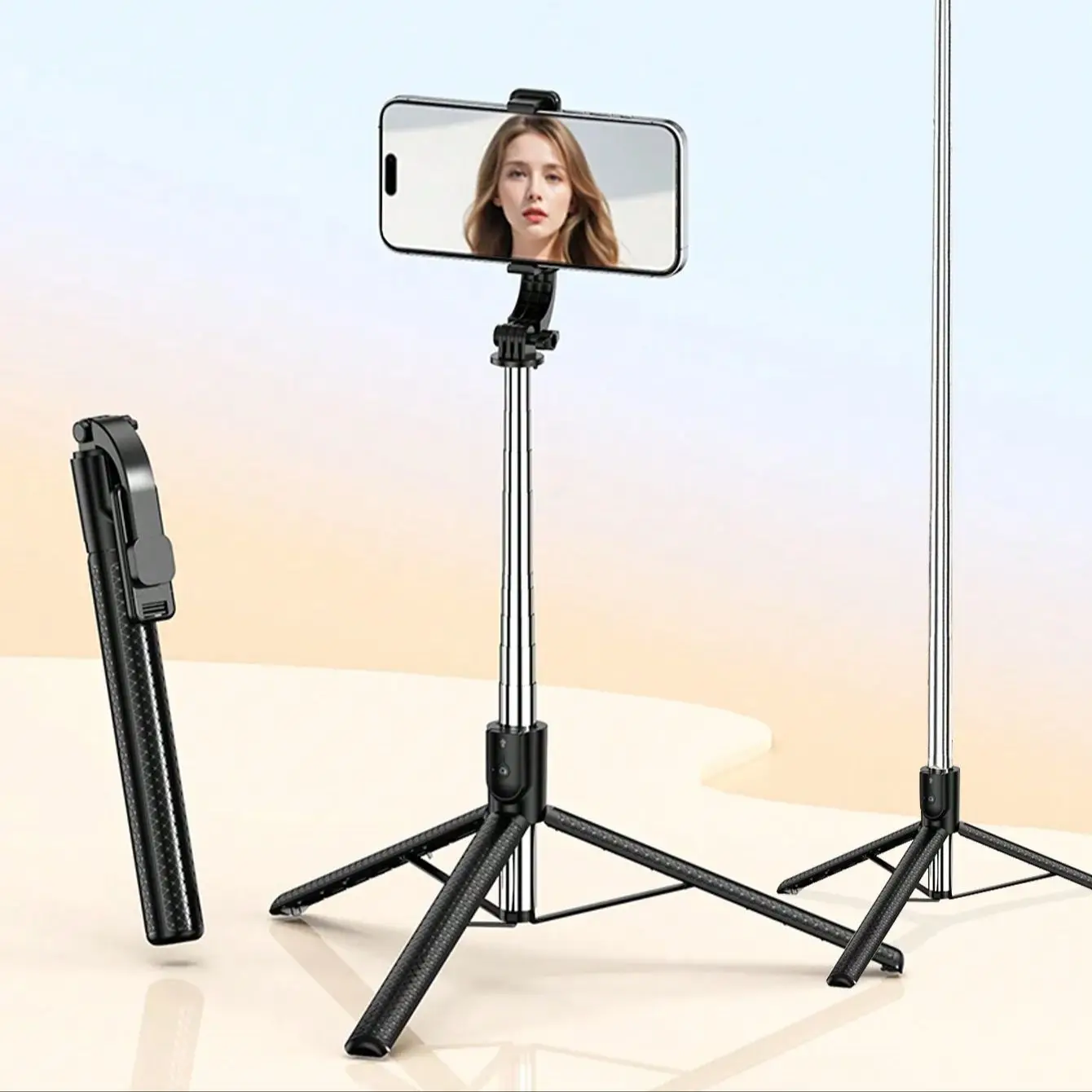 Bastão de Selfie Tripé Extensível com Luz LED Integrada e Controlo Remoto - Image 2