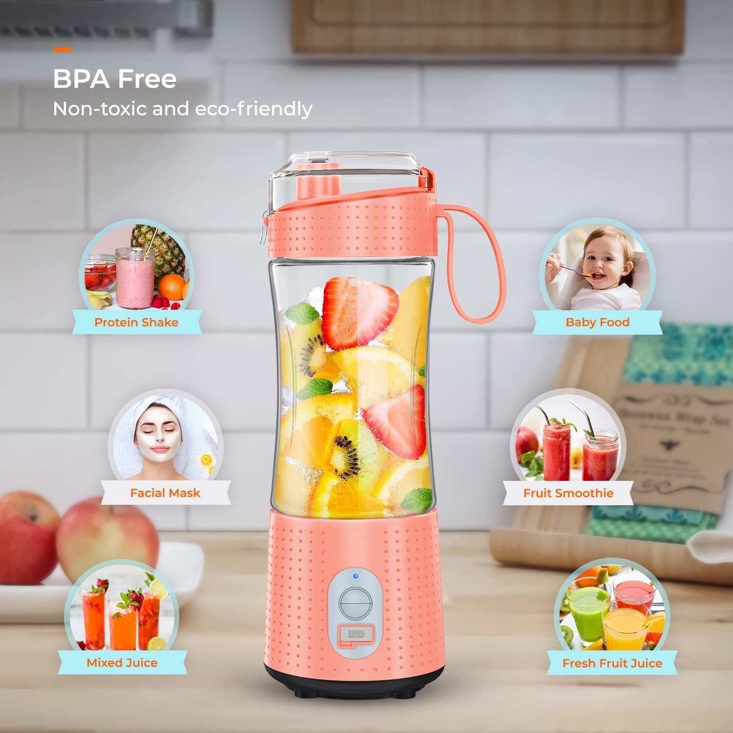 Mini Liquidificador e Extrator de Sucos Portátil Recarregável USB – Garrafa Blender Pessoal com Alça - Image 8