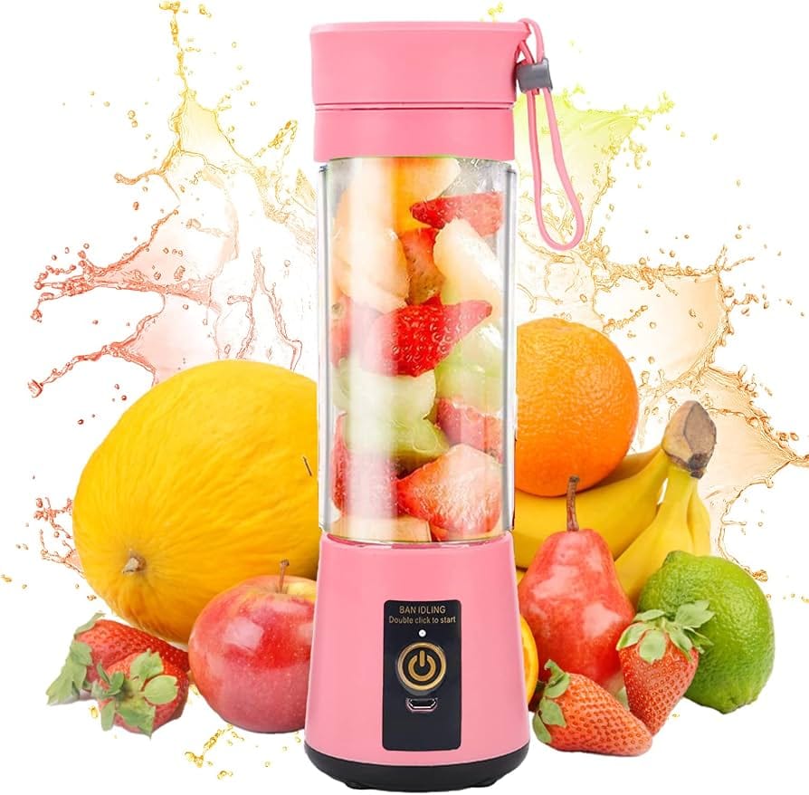 Mini Liquidificador e Extrator de Sucos Portátil Recarregável USB – Garrafa Blender Pessoal com Alça