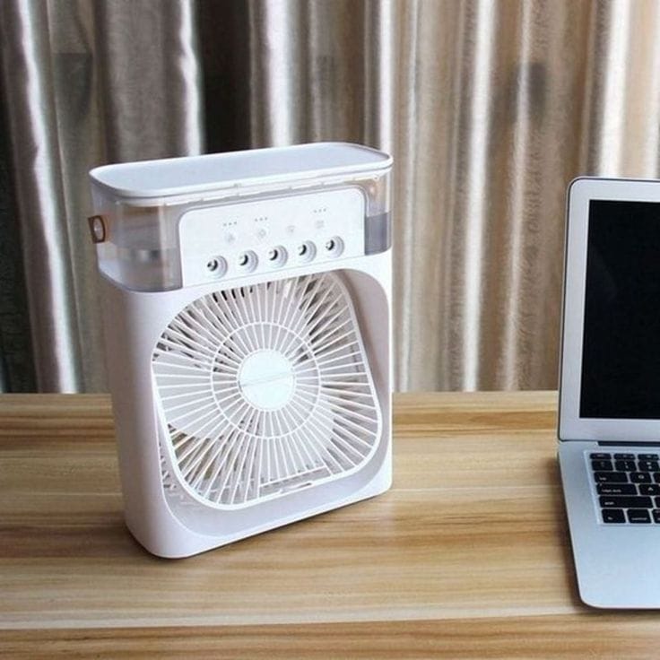 Mini Ar Condicionado e Climatizador Portátil de Mesa 3 em 1 – Com 5 Saídas de Spray, Alça de Couro e Luz LED - Image 6