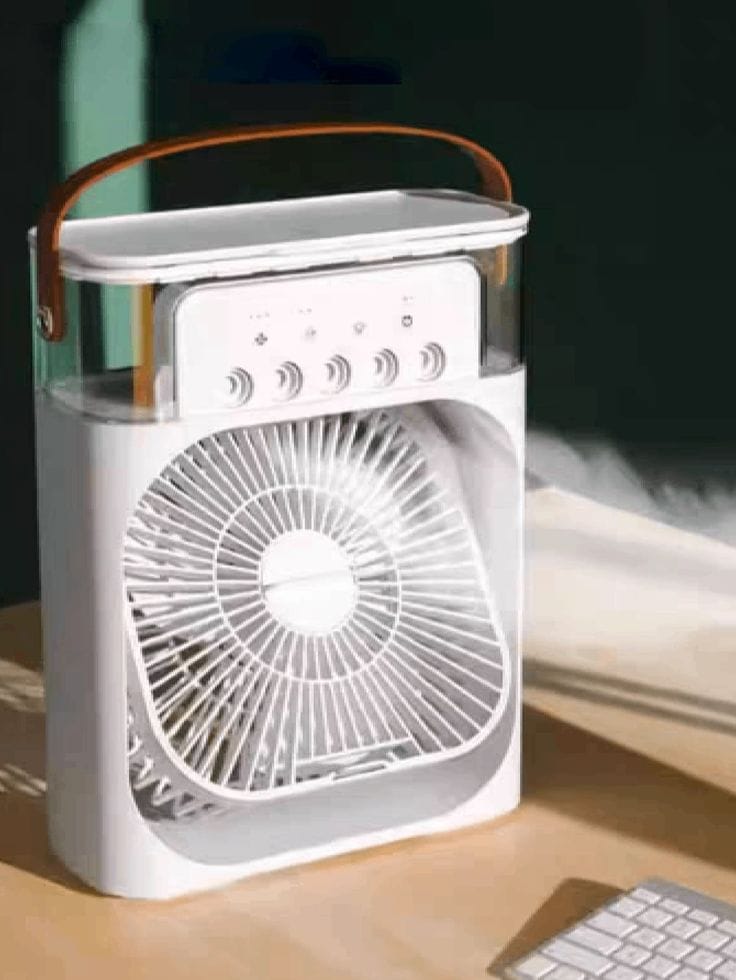 Mini Ar Condicionado e Climatizador Portátil de Mesa 3 em 1 – Com 5 Saídas de Spray, Alça de Couro e Luz LED - Image 3