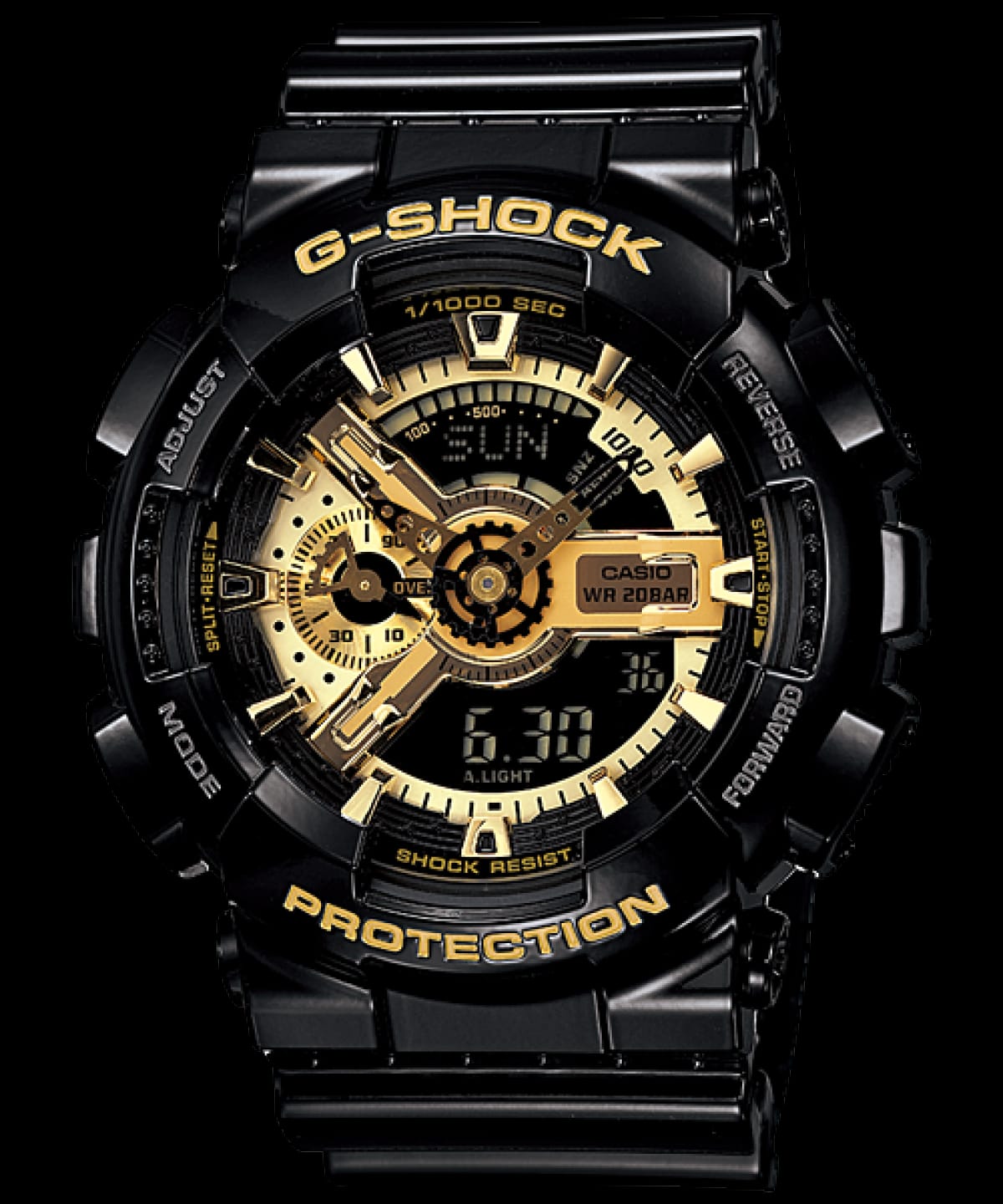Relógio Masculino G-Shock GA-110GB-1A Anadigi Esportivo de Alta Resistência - Preto com Dourado - Image 7