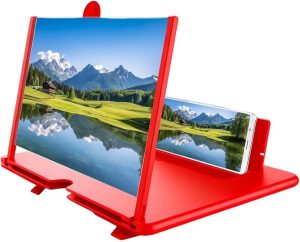 Amplificador de Tela para Celular 12 Polegadas Dobrável com Suporte 3D HD - Vermelho