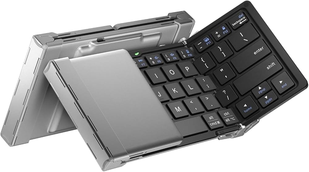 Teclado Dobrável Sem Fio Bluetooth com Touchpad Integrado para Tablet, Celular e Notebook - Cinza Prata - Image 2