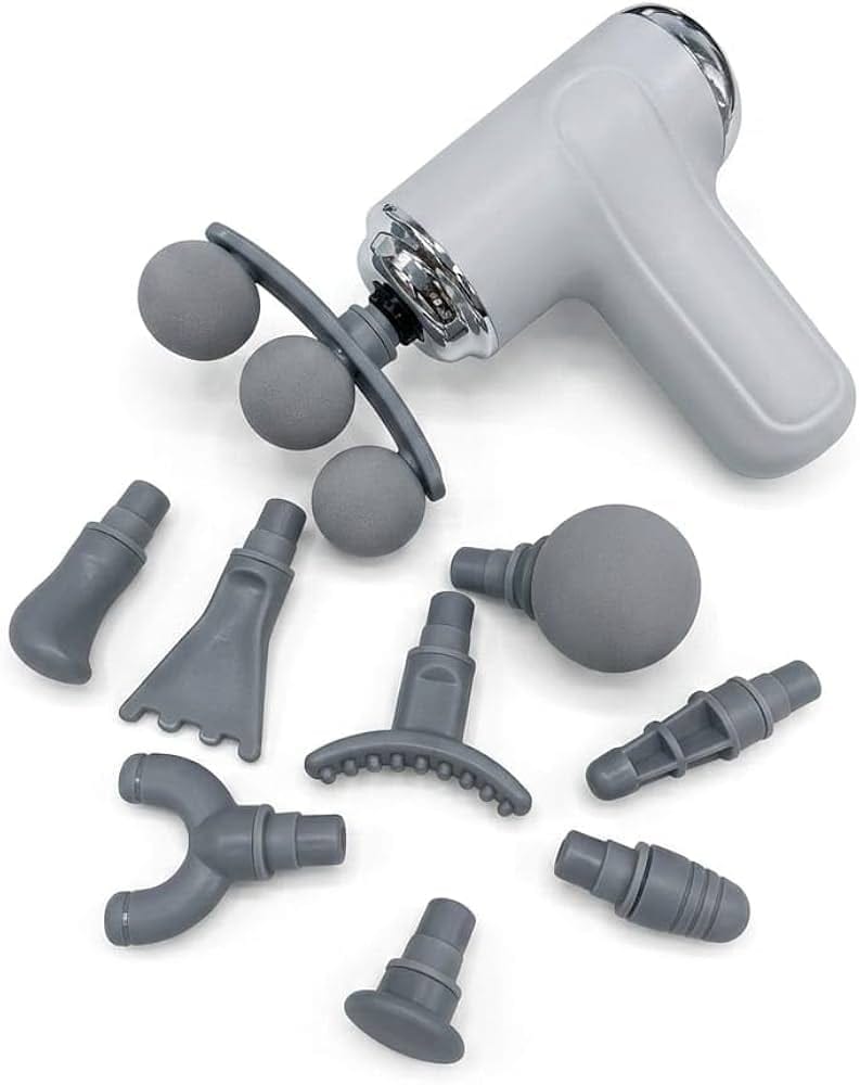 Pistola de Massagem Corporal Elétrica Fascial Gun com 8 Ponteiras Intercambiáveis e Motor Silencioso - Branco - Image 3