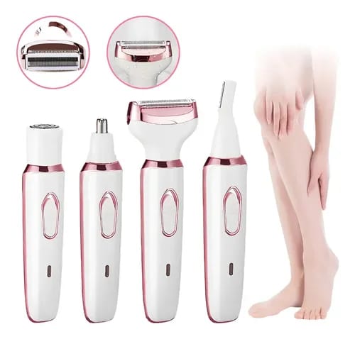 Depilador e Aparador de Pelos Elétrico Feminino 4 em 1 Multifuncional Sem Fio Recarregável - Branco e Rose Gold - Image 6