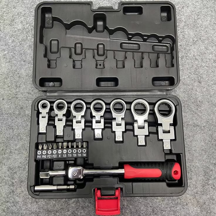 Jogo de Chaves Catraca Intercambiáveis com Cabeça Articulada Flexível e Bits de Fenda/Torx – Kit 20 Peças em Maleta Organizada - Image 3