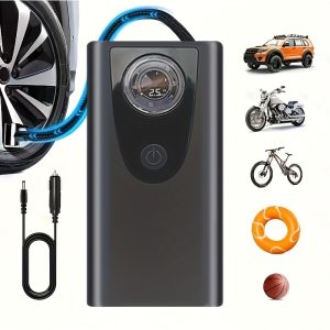 Compressor de Ar Portátil Elétrico Sem Fio com Display Digital de Pressão – Calibrador e Enchedor Automático de Pneus para Carro, Moto, Bicicleta e Bolas
