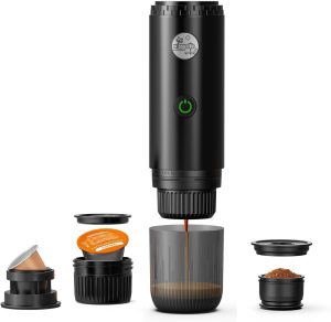 Cafeteira Espresso Portátil Recarregável 3 em 1 – Máquina de Café Elétrica para Cápsulas Nespresso, Dolce Gusto e Café Moído