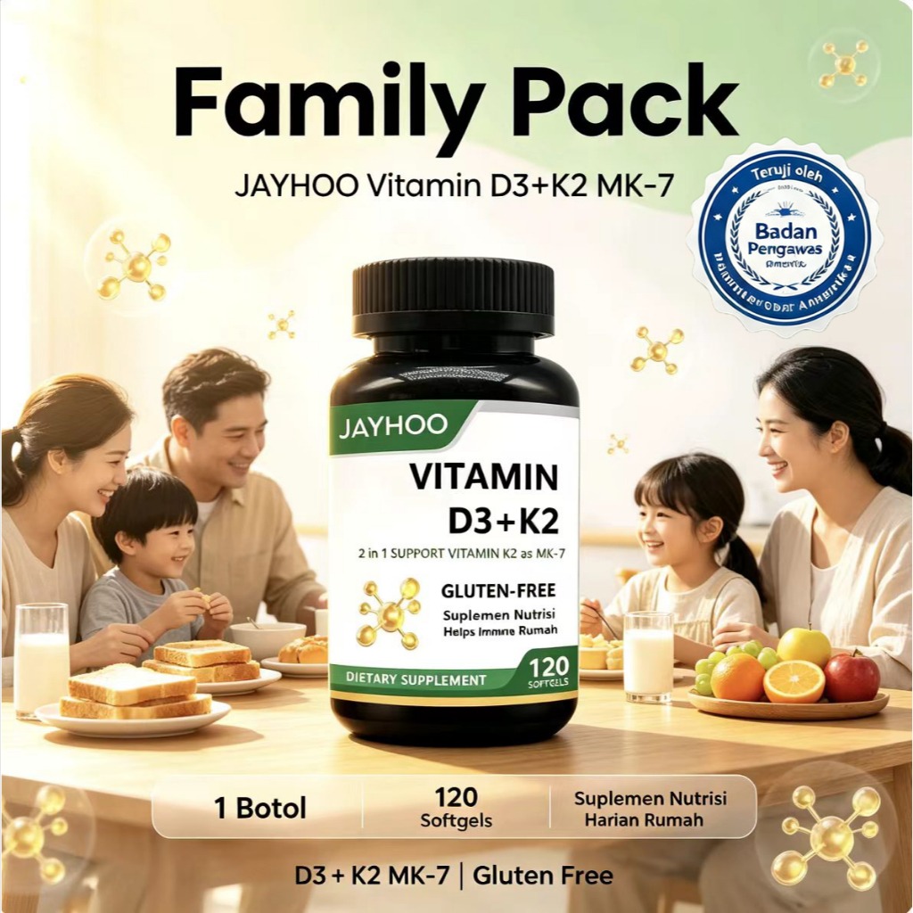 Vitamina D3 + K2 (MK-7) Jayhoo – 120 Cápsulas Gelatinosas (Sem Glúten) - Image 3