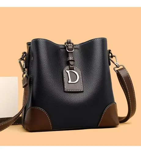 Bolsa de Ombro Feminina de Couro PU Elegante com Detalhe de Letra "D" - Image 4