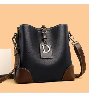 Bolsa de Ombro Feminina de Couro PU Elegante com Detalhe de Letra "D"