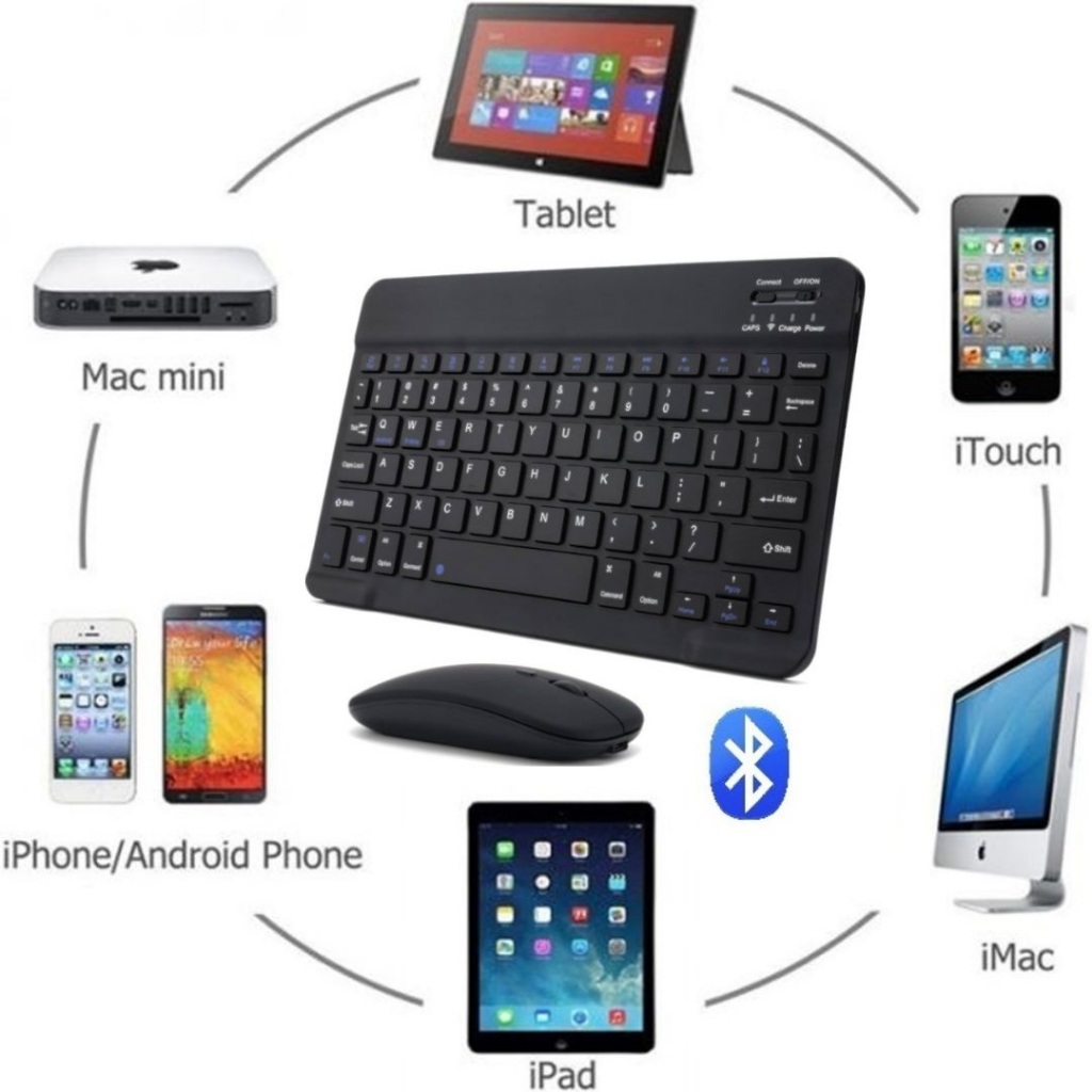 Kit Teclado e Mouse Sem Fio Bluetooth / Wireless Ultra-Fino – Compatível com Tablet, Celular, Notebook e PC - Image 4