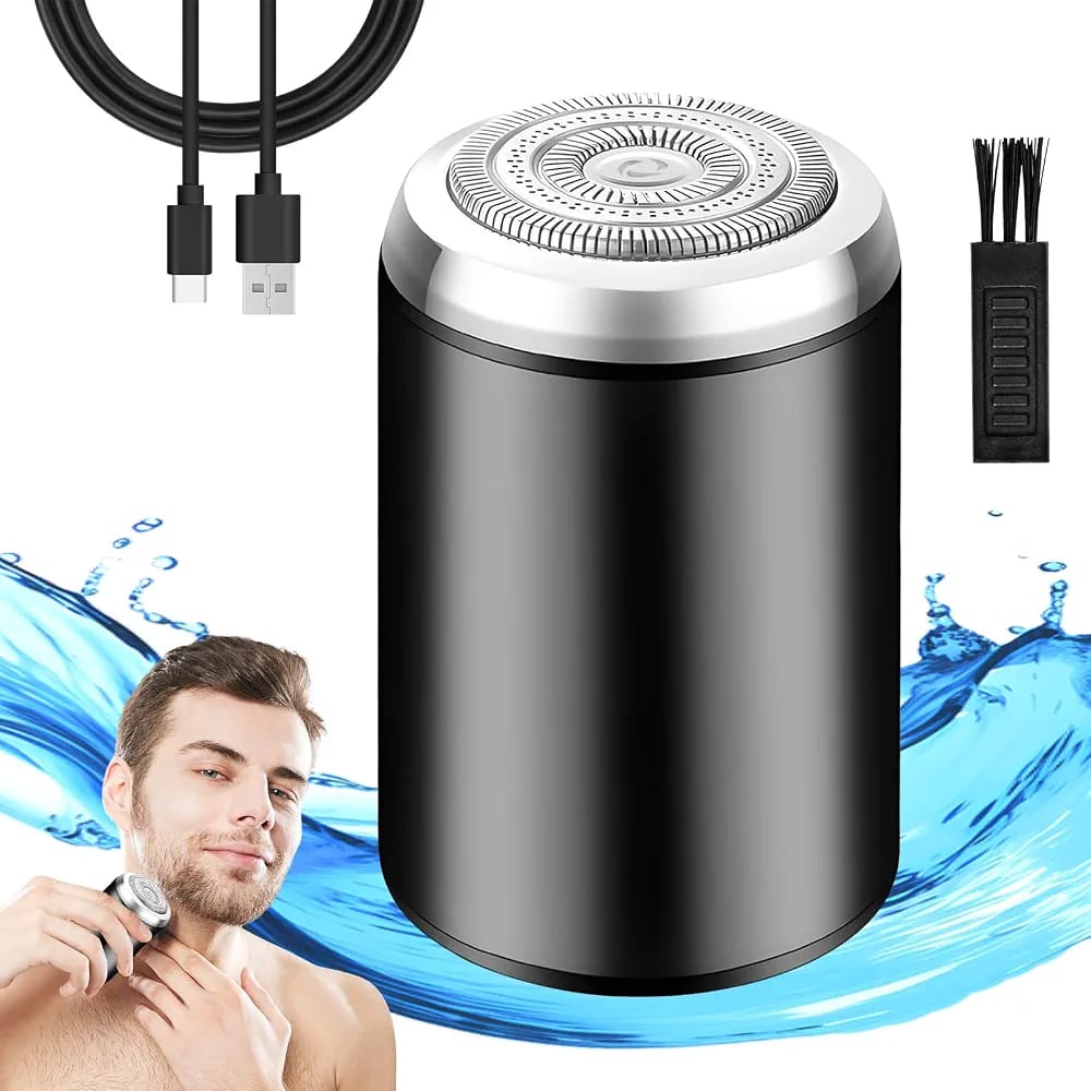 Mini Barbeador Elétrico Portátil Recarregável USB – Barbeador de Bolso Impermeável para Barba e Cuidados Pessoais