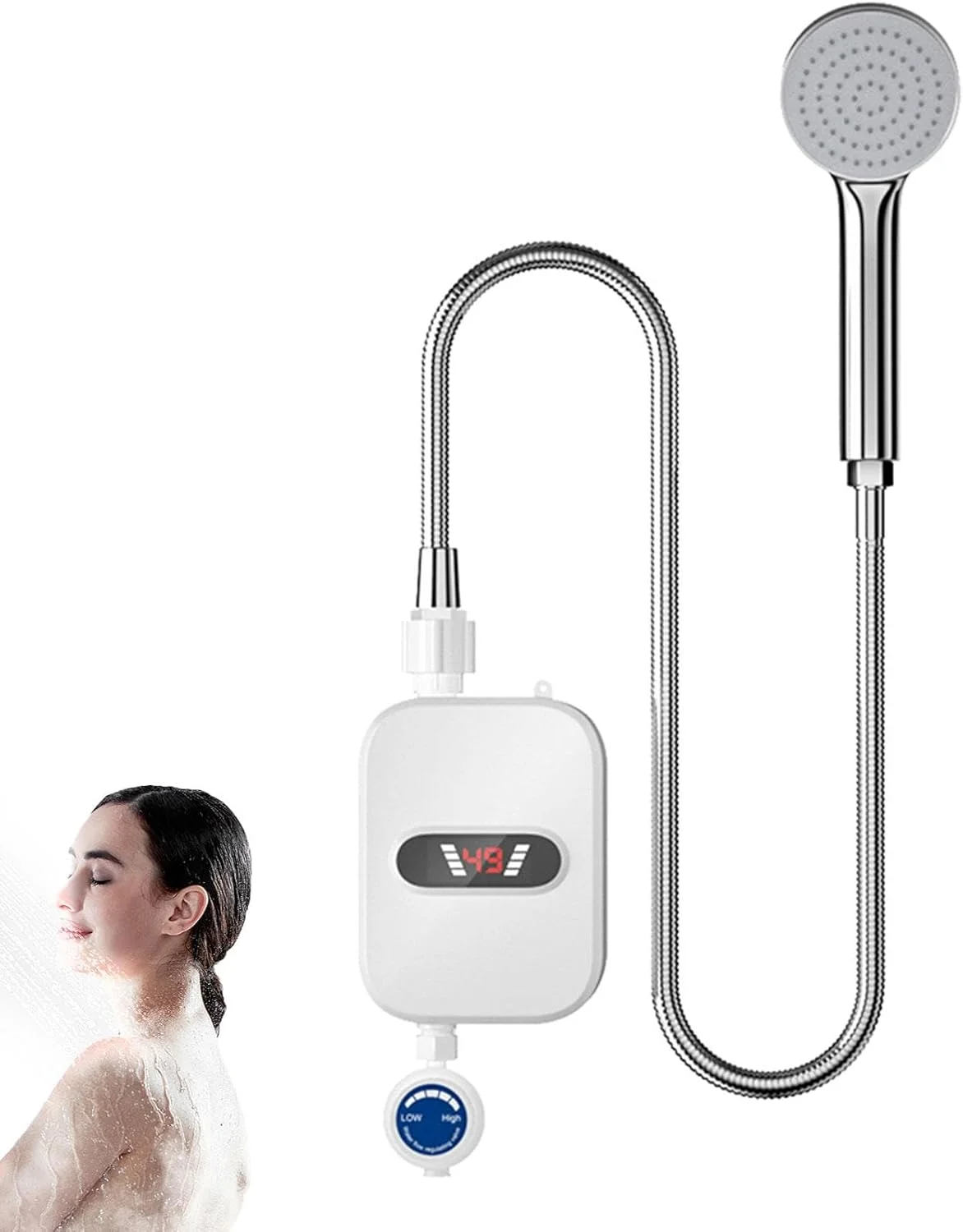 Aquecedor de Água Elétrico Instantâneo para Chuveiro com Display Digital de Temperatura e Ducha Manual - Branco - Image 5